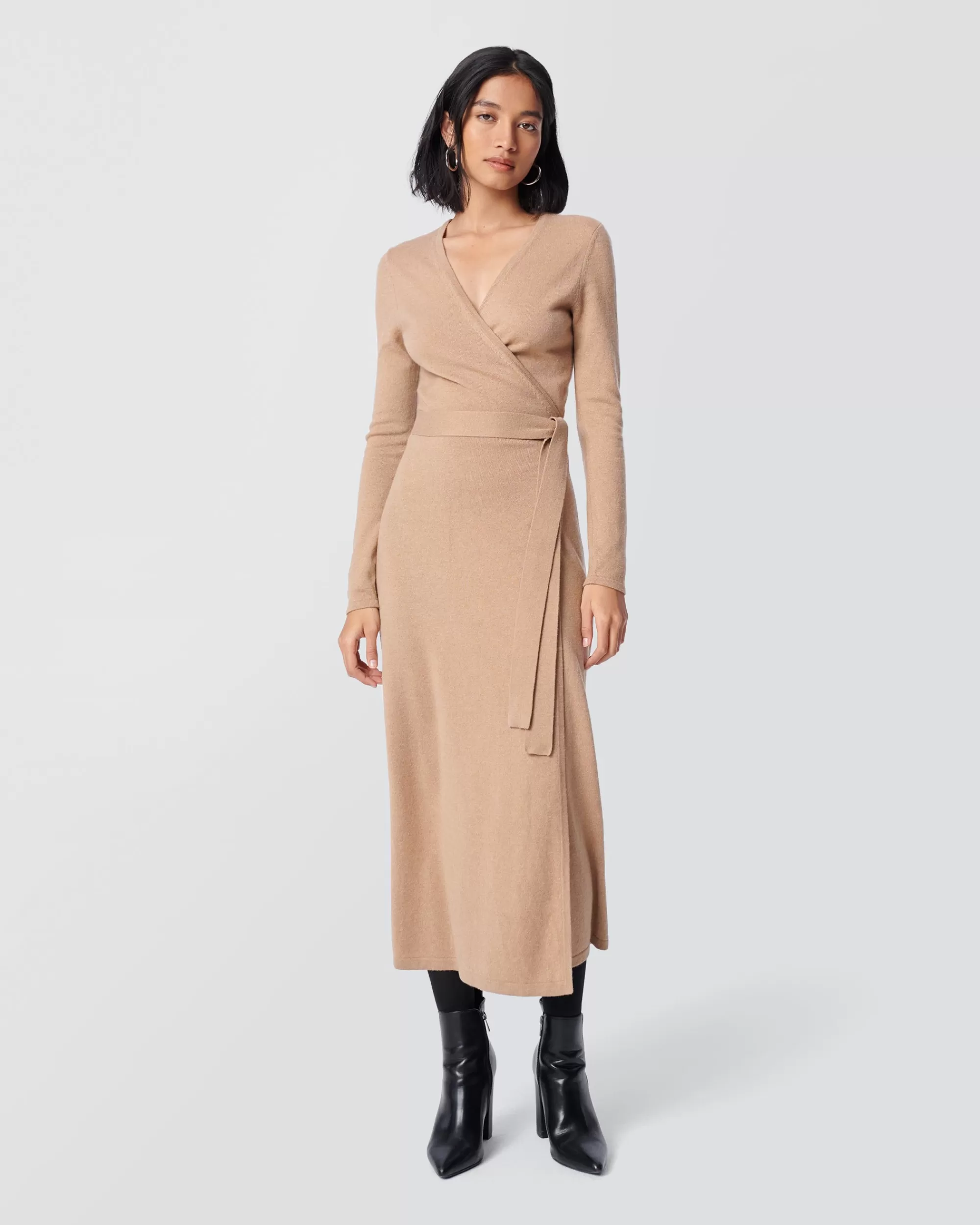 Best Astrid Wool-Cashmere Wrap Dress Midi Dresses | Knit Dresses