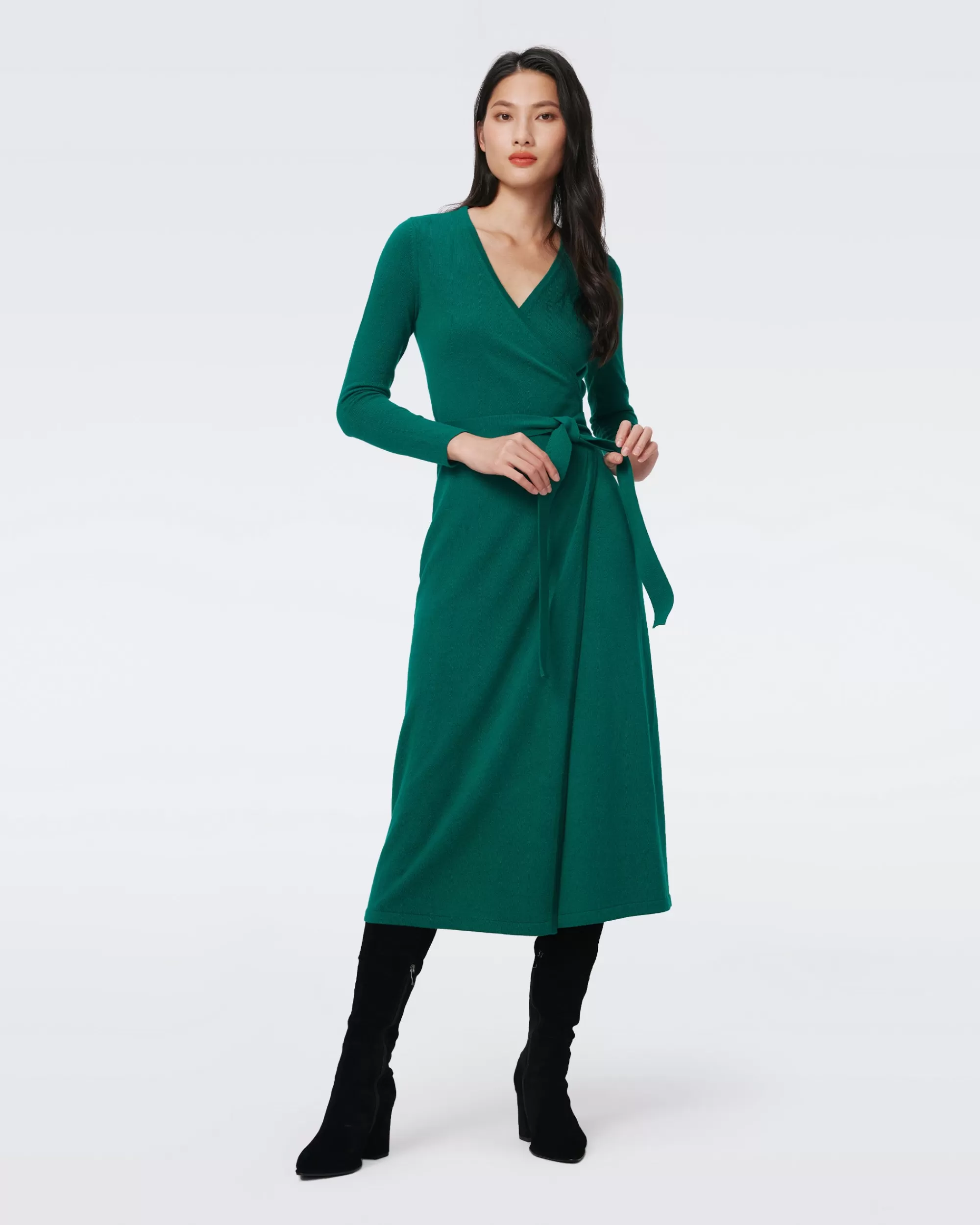 Cheap Astrid Wool-Cashmere Wrap Dress Midi Dresses | Knit Dresses